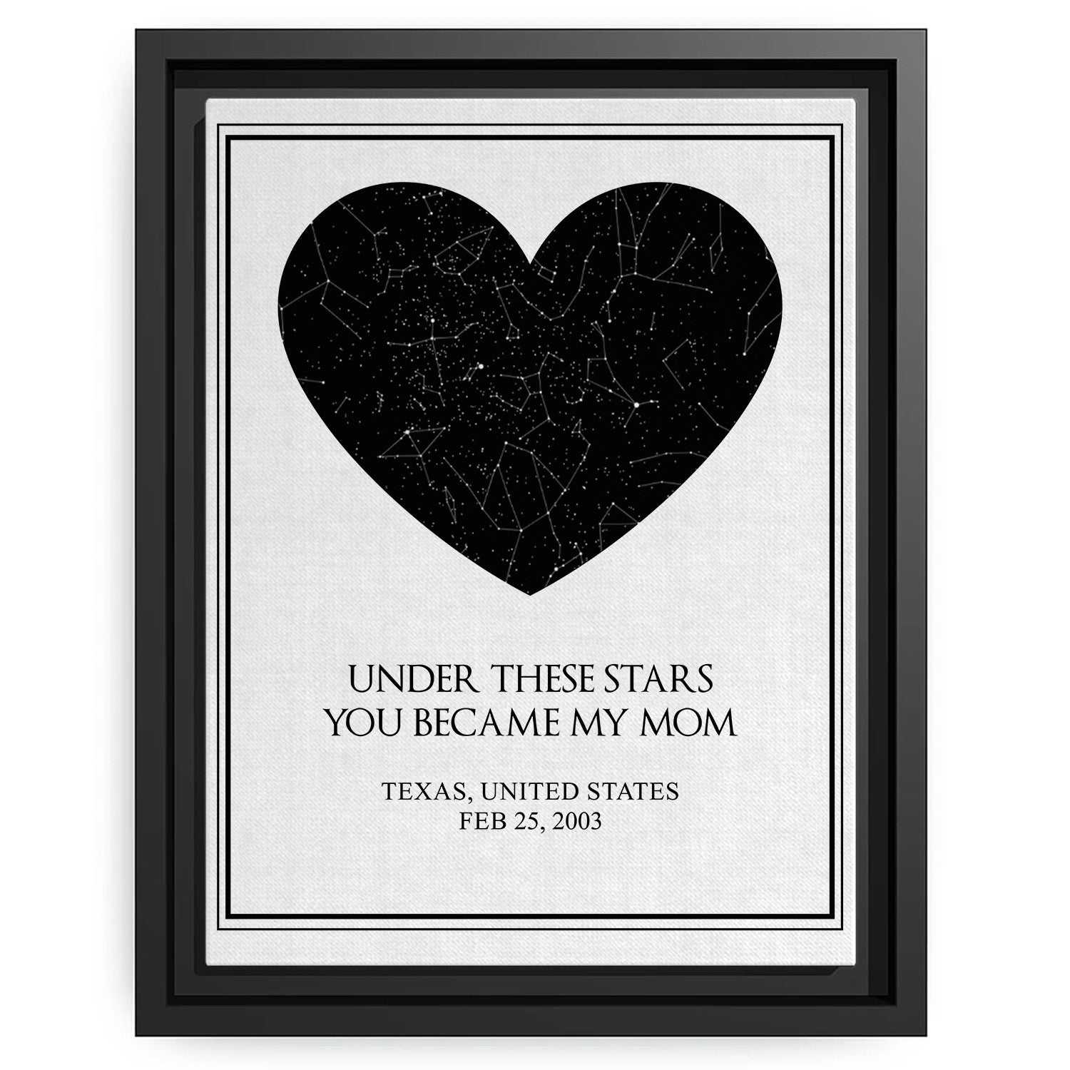 Under These Stars You Became My Mom - Personalized Mother's Day, Birthday, Valentine's Day or Christmas gift For Mom - Custom Canvas Print - MyMindfulGifts