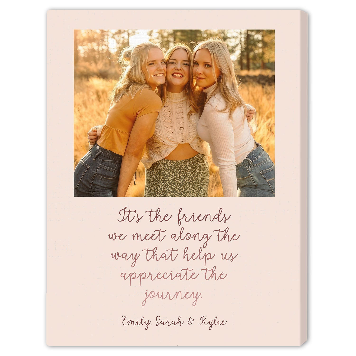 It's The Friends We Meet Along The Way - Personalized Galentine's Day, Birthday or Christmas gift For Friends - Custom Canvas Print - MyMindfulGifts