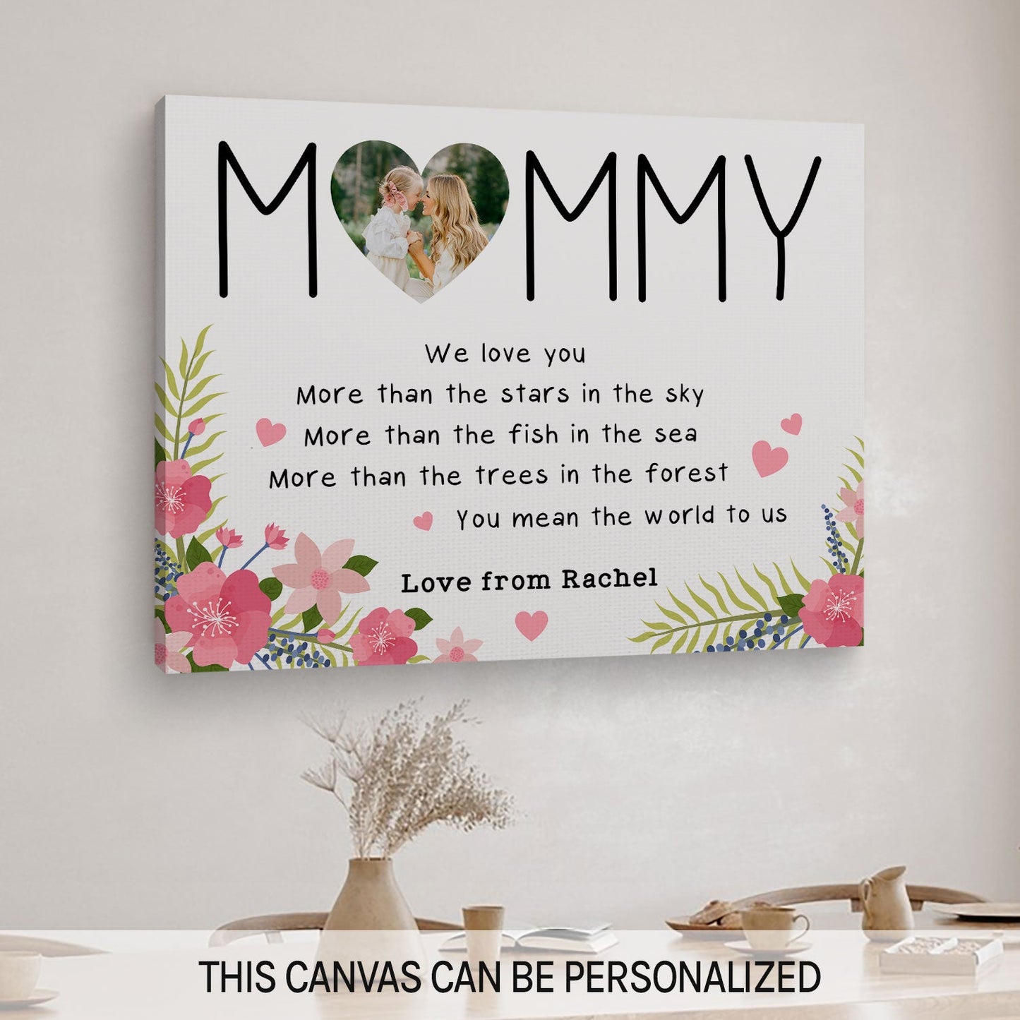 Mommy - Personalized Mother's Day, Birthday, Valentine's Day or Christmas gift For Mom - Custom Canvas Print - MyMindfulGifts