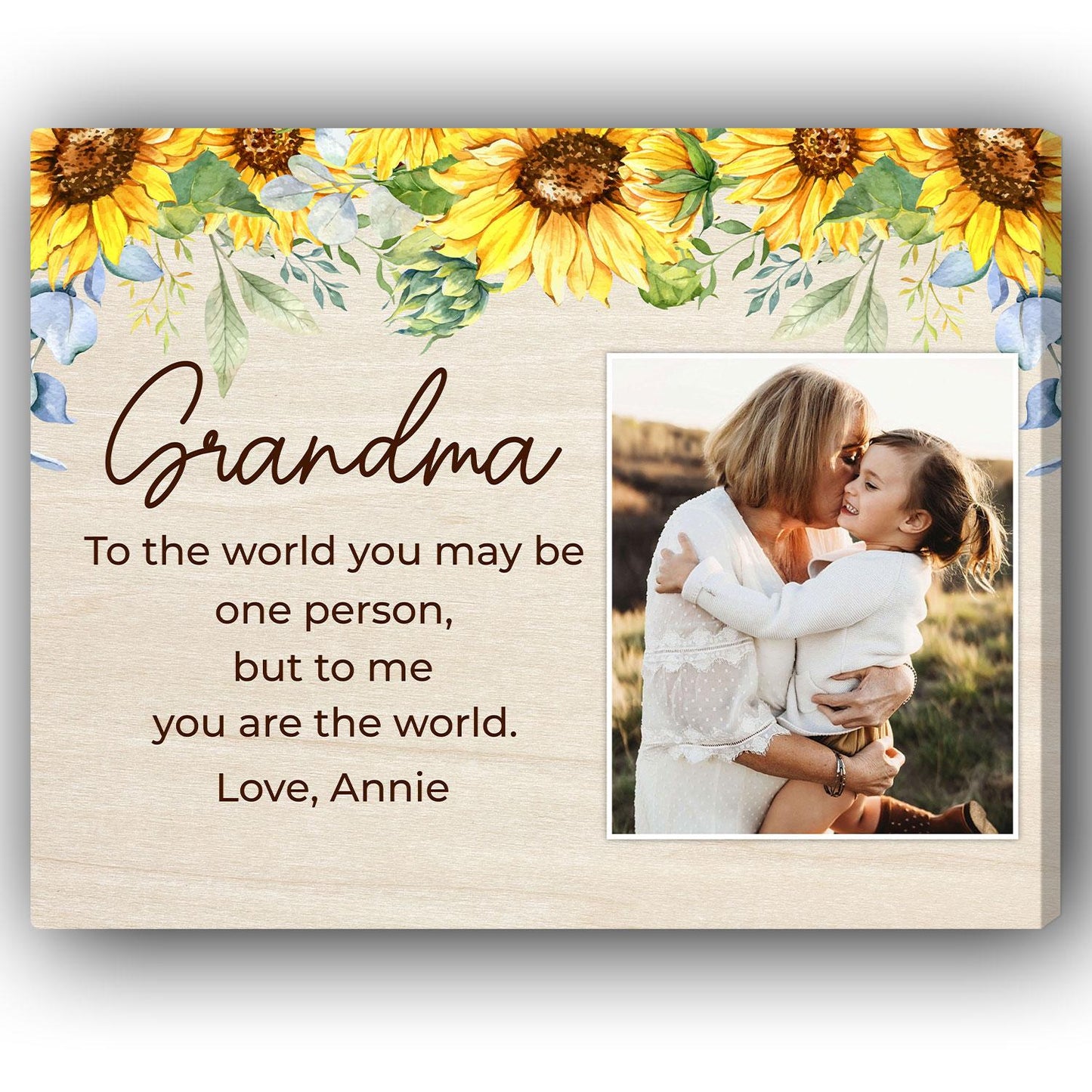 Grandma To The World You May Be One Person - Personalized Mother's Day, Birthday, Valentine's Day or Christmas gift For Grandma - Custom Canvas Print - MyMindfulGifts