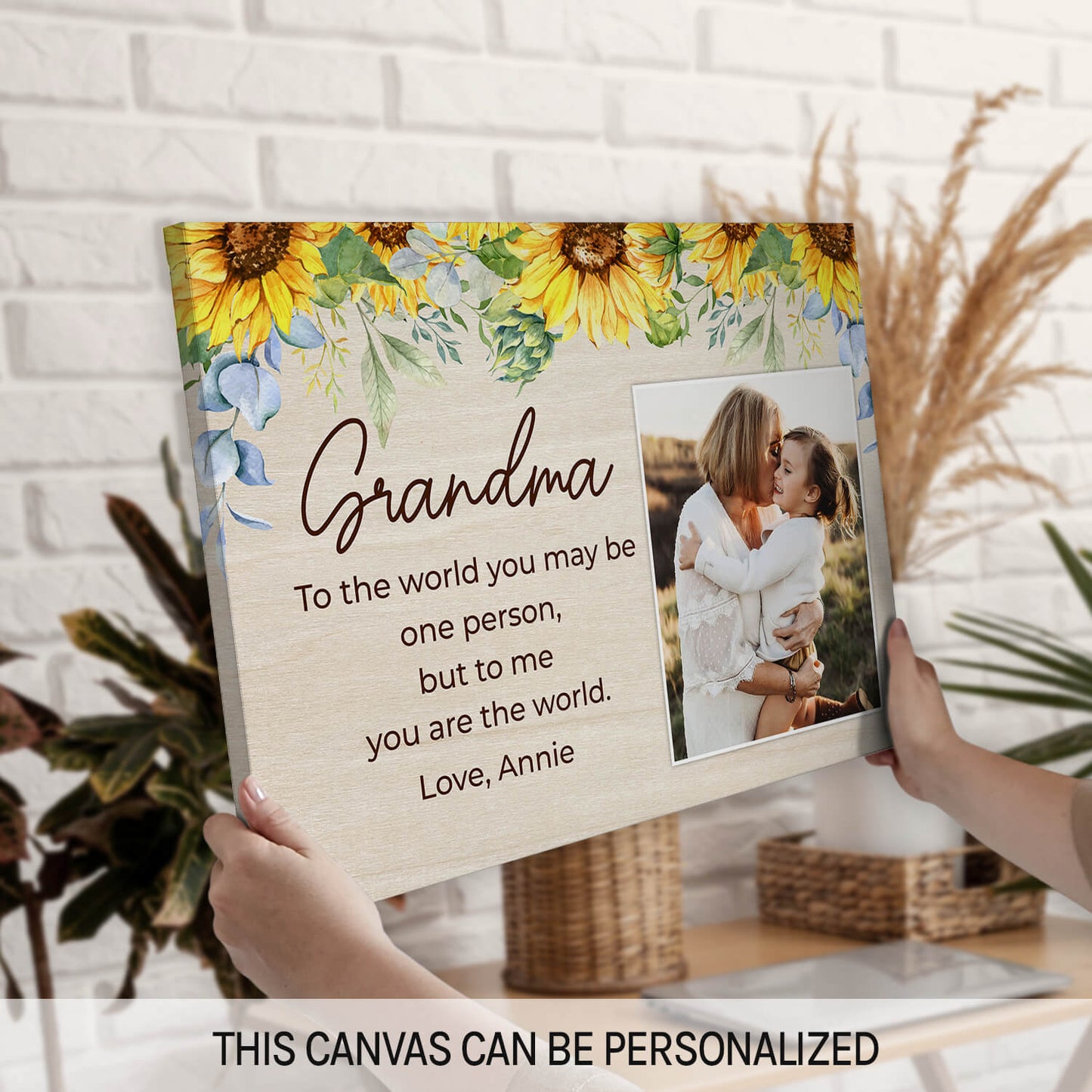 Grandma To The World You May Be One Person - Personalized Mother's Day, Birthday, Valentine's Day or Christmas gift For Grandma - Custom Canvas Print - MyMindfulGifts