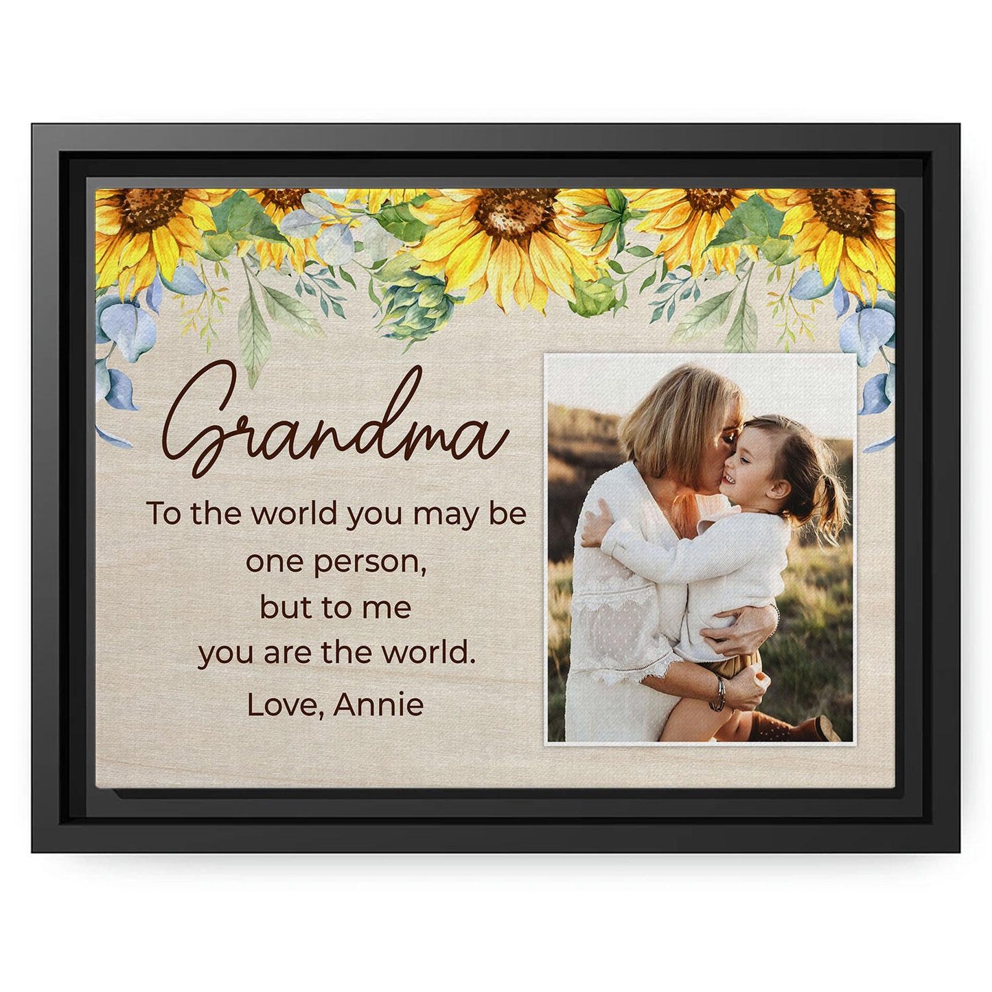 Grandma To The World You May Be One Person - Personalized Mother's Day, Birthday, Valentine's Day or Christmas gift For Grandma - Custom Canvas Print - MyMindfulGifts