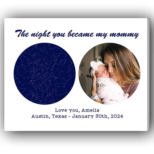 The Night You Became My Mommy - Personalized  gift For Mom - Custom Canvas Print - MyMindfulGifts