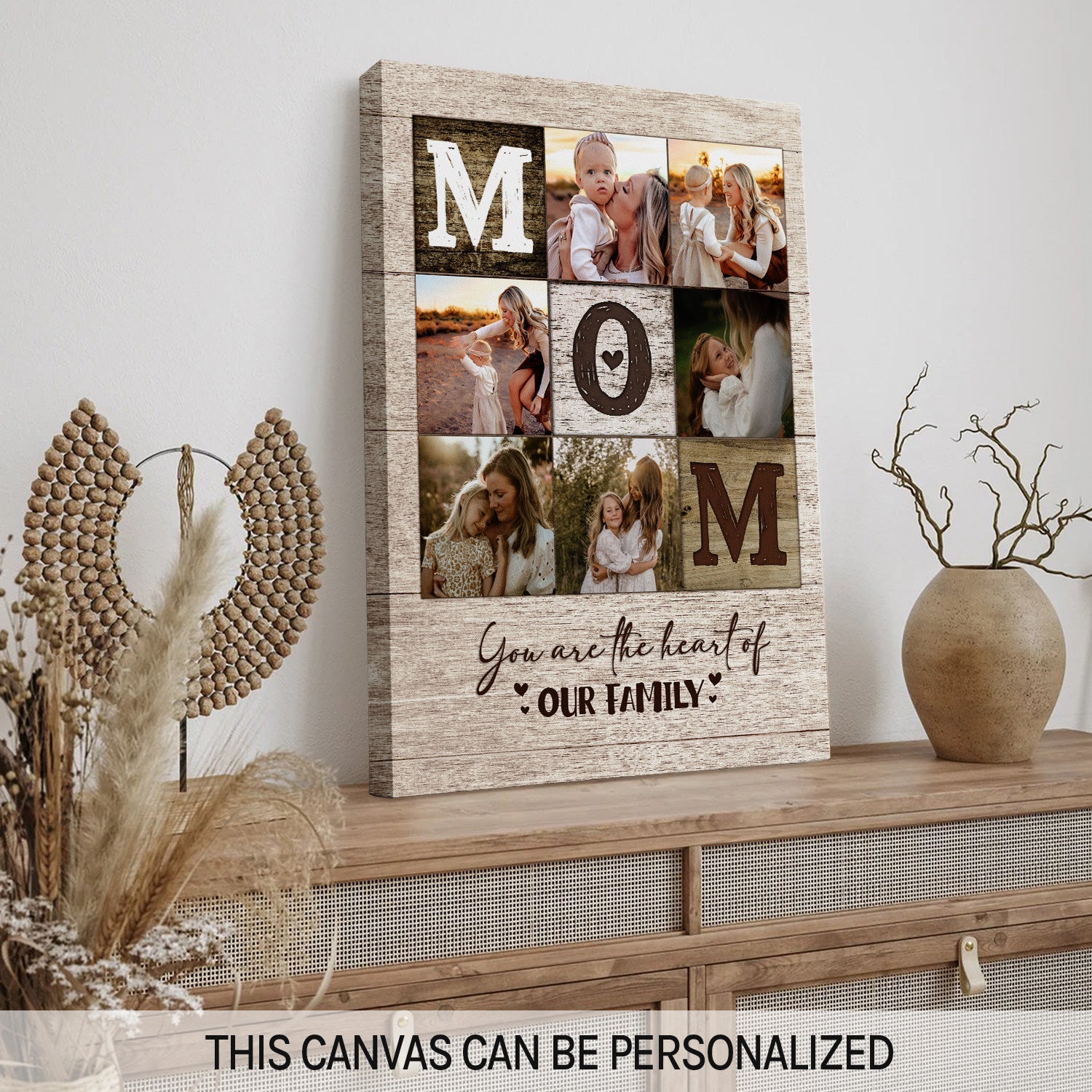 Mom You Are The Heart Of Our Family - Personalized  gift For Mom - Custom Canvas Print - MyMindfulGifts