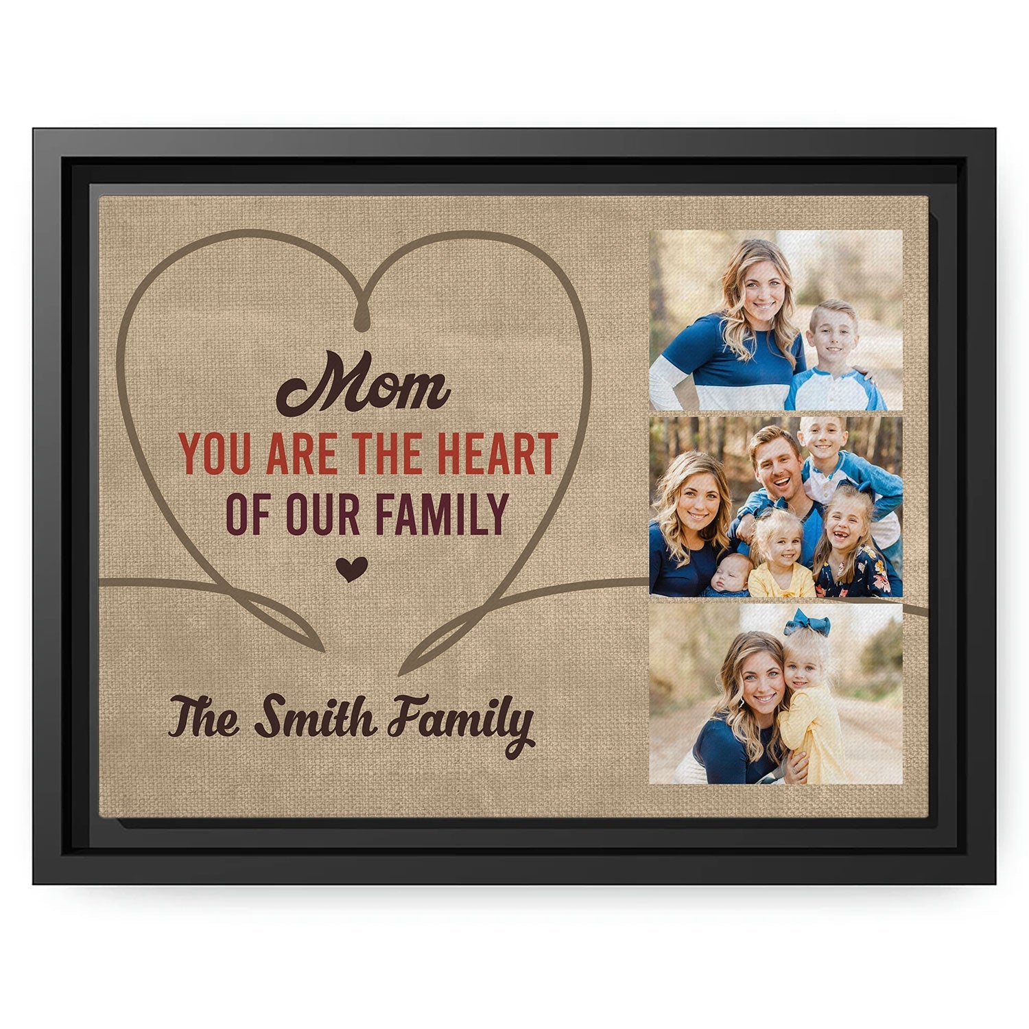 Mom You Are The Heart Of Our Family - Personalized  gift For Mom - Custom Canvas Print - MyMindfulGifts