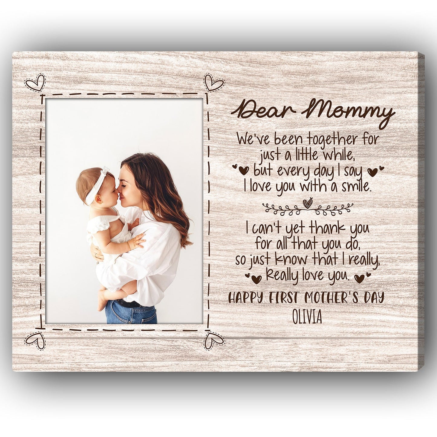 Dear Mommy - Personalized First Mother's Day gift  - Custom Canvas Print - MyMindfulGifts