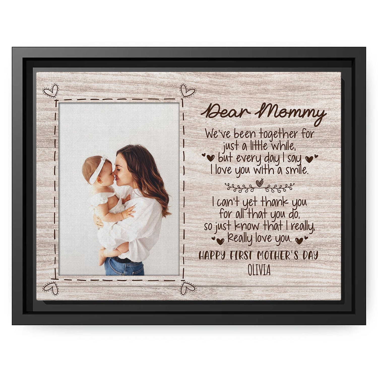 Dear Mommy - Personalized First Mother's Day gift  - Custom Canvas Print - MyMindfulGifts