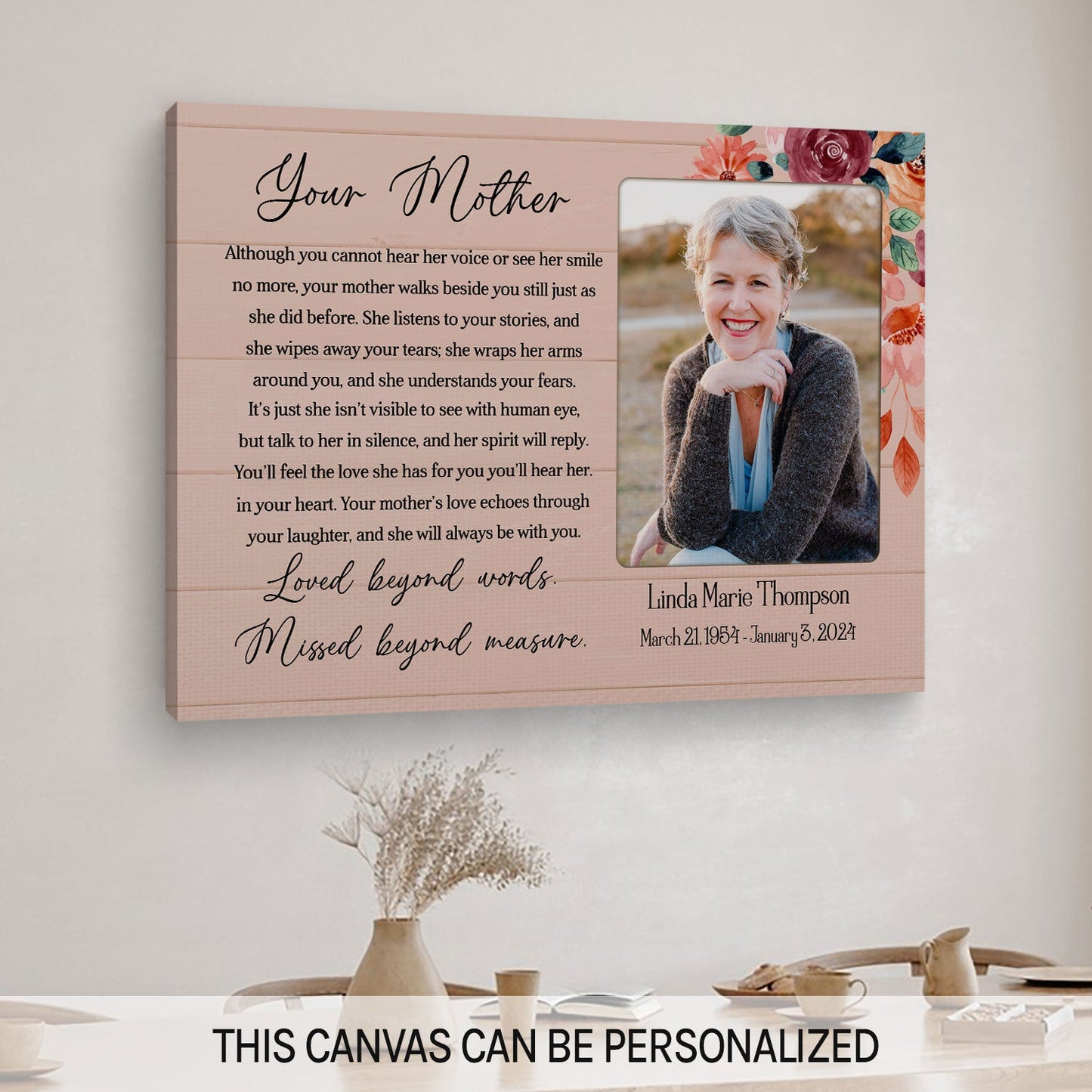 Your Mother - Personalized Memorial gift For Loss Of Mother - Custom Canvas Print - MyMindfulGifts