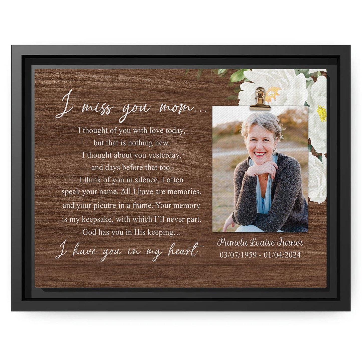 I Have You In My Heart - Personalized Memorial gift For Loss Of Mother - Custom Canvas Print - MyMindfulGifts