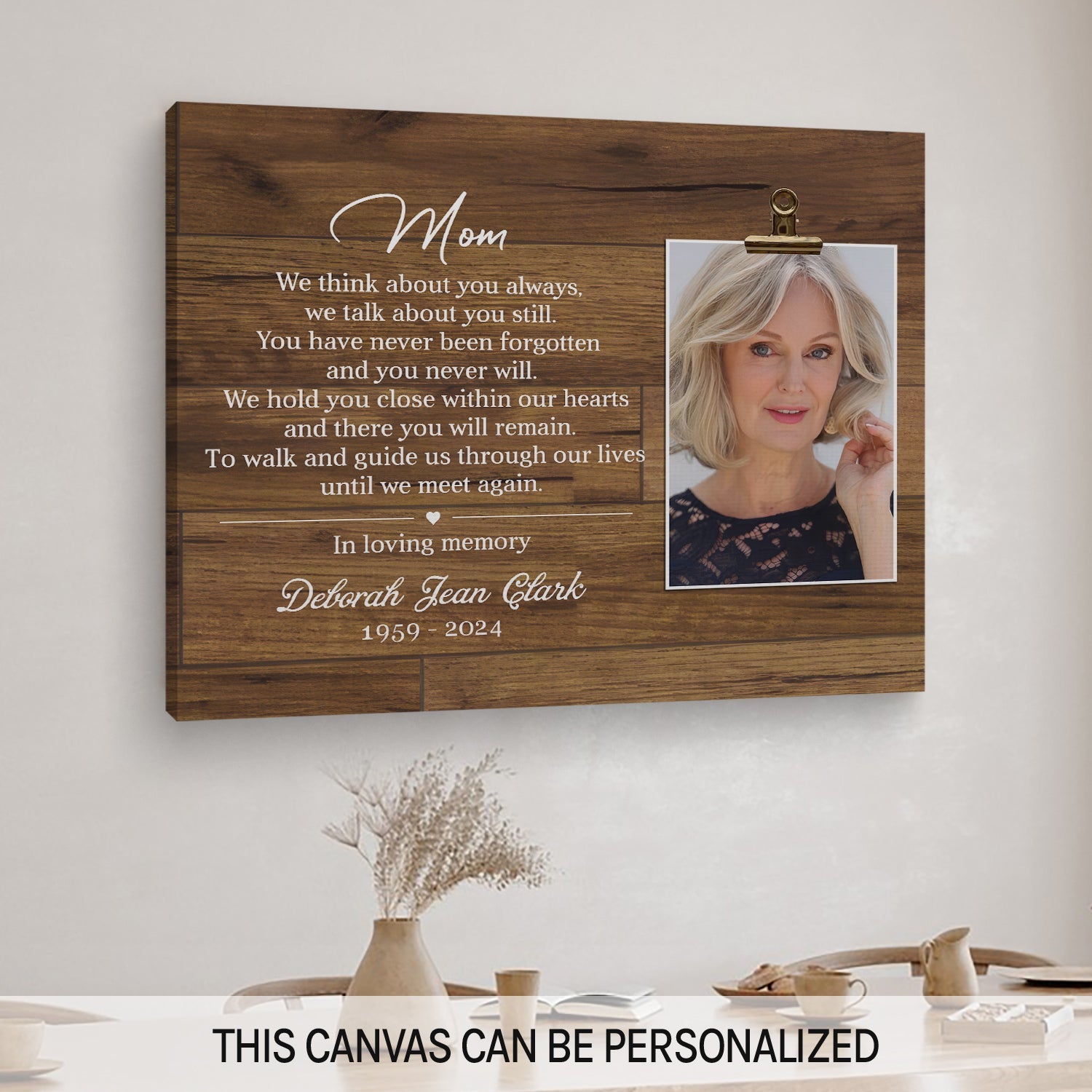 Mom We Think About You Always - Personalized Memorial gift For Loss Of Mother - Custom Canvas Print - MyMindfulGifts