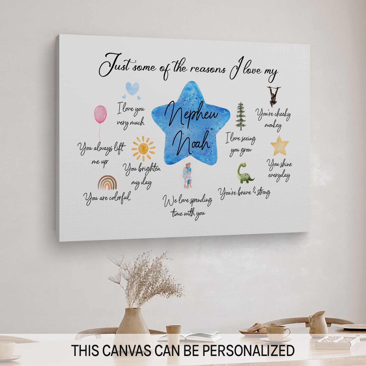 Just Some Reasons I Love My Newphew - Personalized  gift For Nephew - Custom Canvas Print - MyMindfulGifts