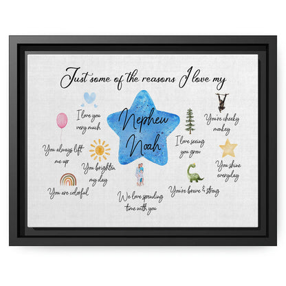 Just Some Reasons I Love My Newphew - Personalized  gift For Nephew - Custom Canvas Print - MyMindfulGifts