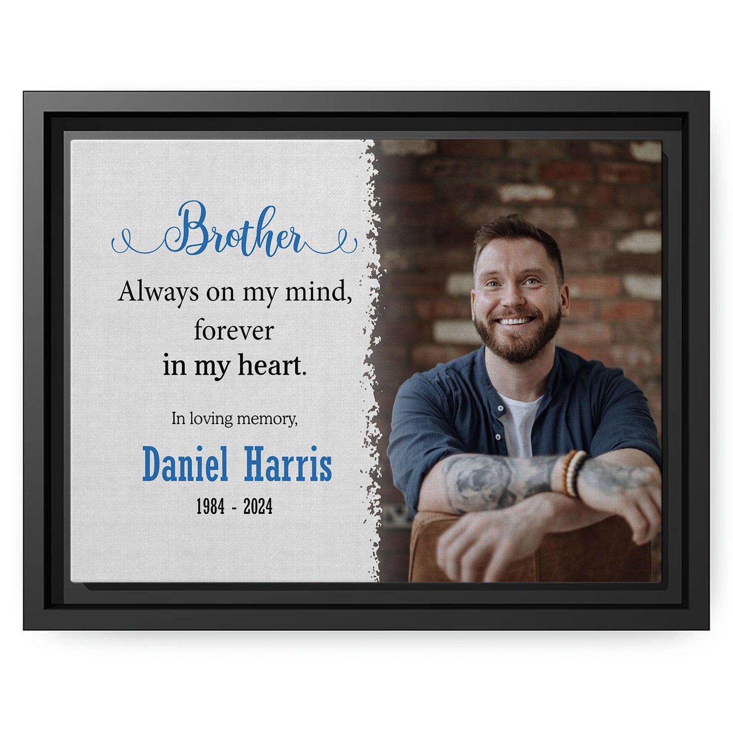 Forever In My Heart - Personalized Memorial gift For Loss Of Brother - Custom Canvas Print - MyMindfulGifts