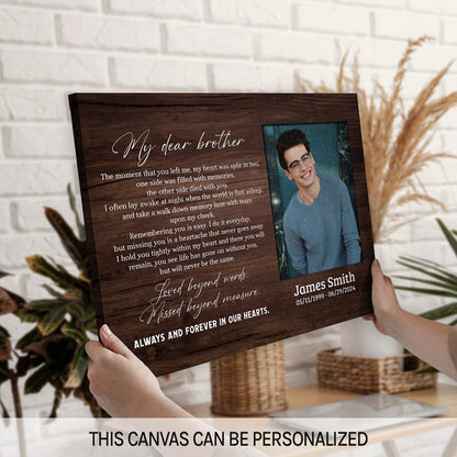 My Dear Brother - Personalized  gift For Loss Of Brother - Custom Canvas Print - MyMindfulGifts
