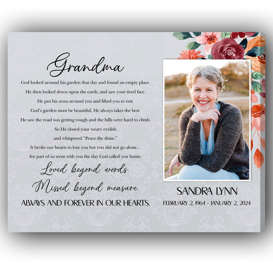 Grandma - Personalized Memorial gift For Loss Of Grandma - Custom Canvas Print - MyMindfulGifts