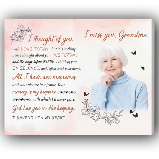 I Miss You Grandma - Personalized Memorial gift For Loss Of Grandma - Custom Canvas Print - MyMindfulGifts