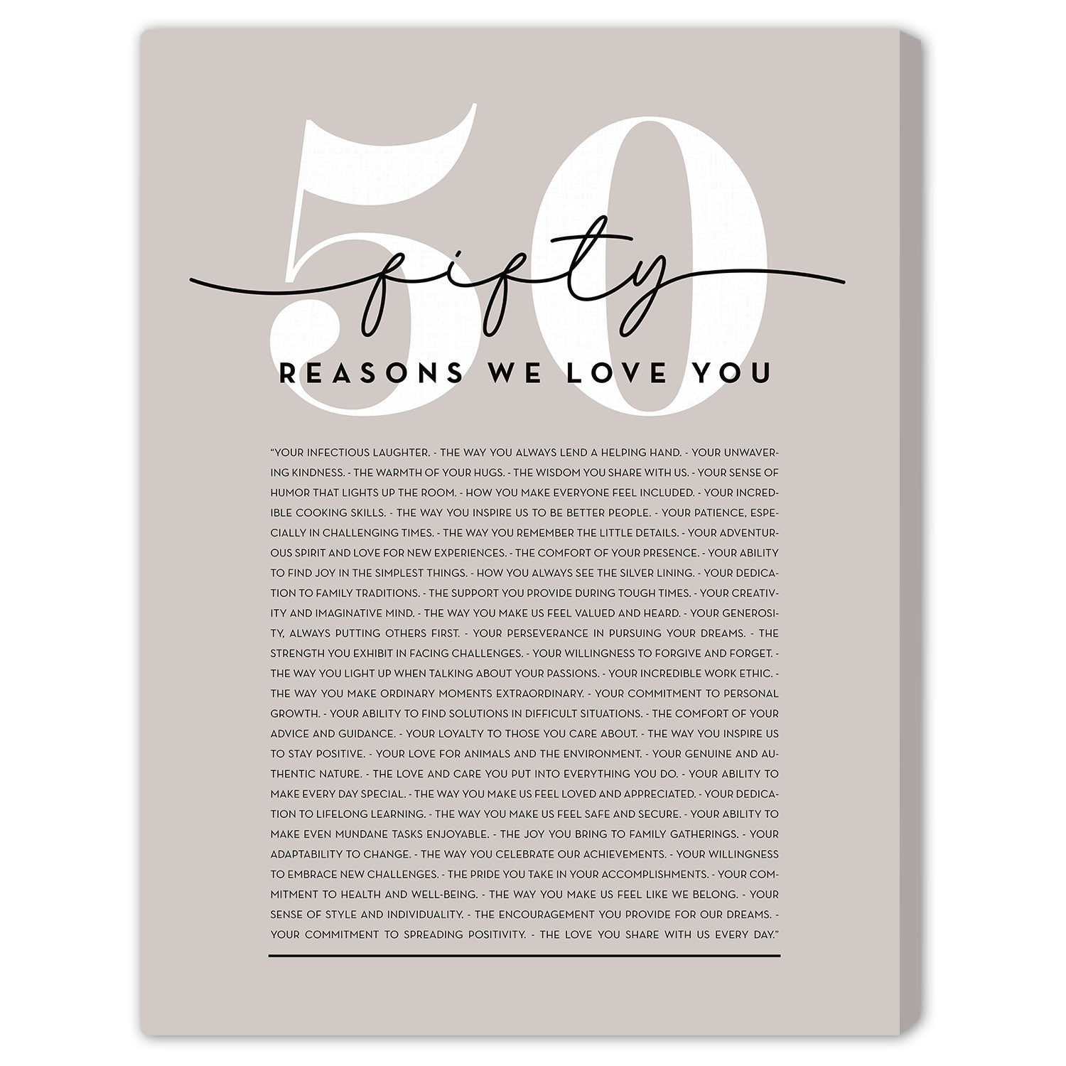 50 Reasons Why We Love You - Personalized 50th Birthday gift For 50 Ye ...