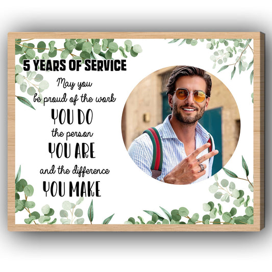 5 Years Of Service - Personalized 5th Work Anniversary gift For Coworker or Employee - Custom Canvas Print - MyMindfulGifts