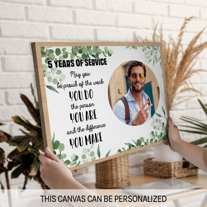 5 Years Of Service - Personalized 5th Work Anniversary gift For Coworker or Employee - Custom Canvas Print - MyMindfulGifts