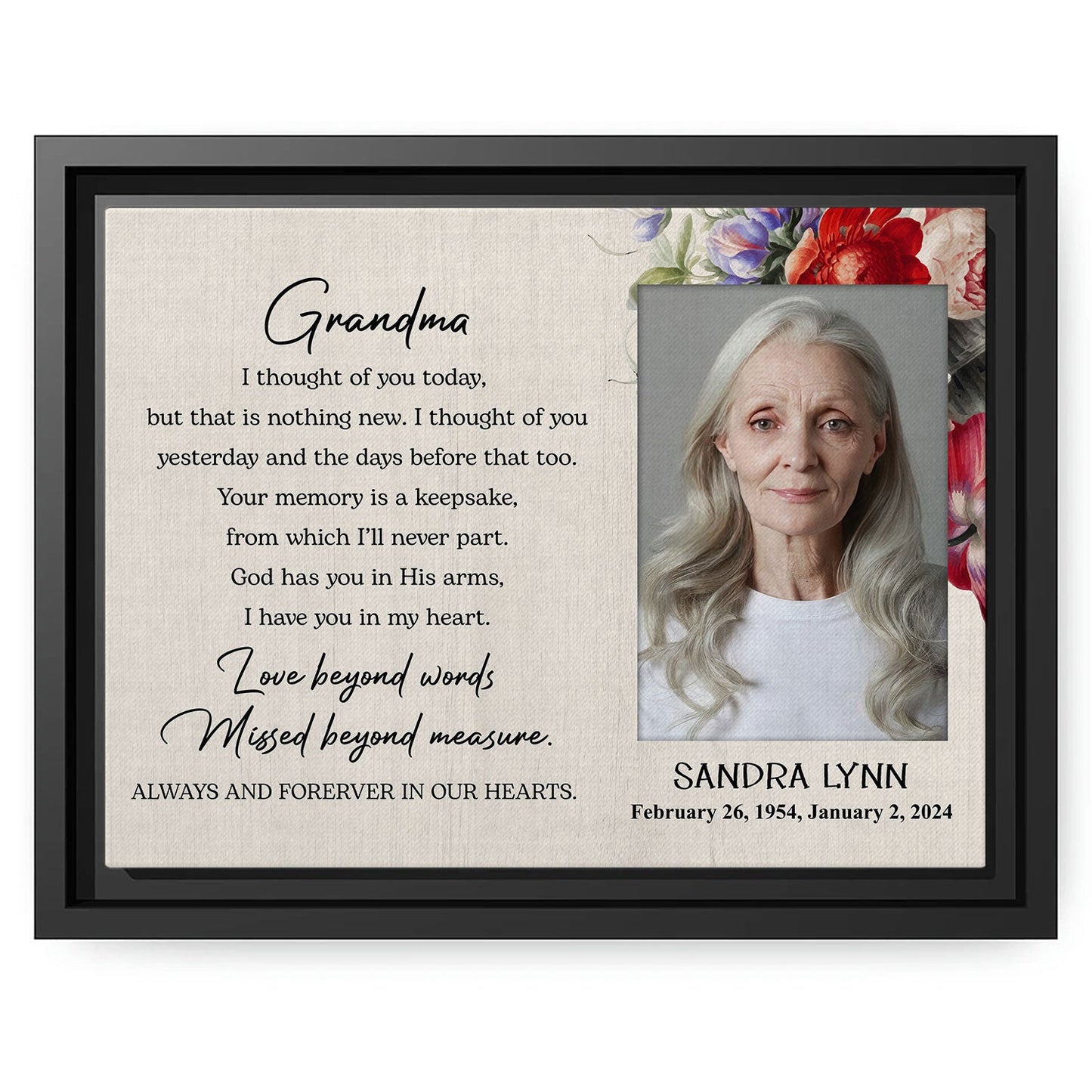 Grandma I Thought Of You Today - Personalized Memorial gift For Loss Of Grandma - Custom Canvas Print - MyMindfulGifts
