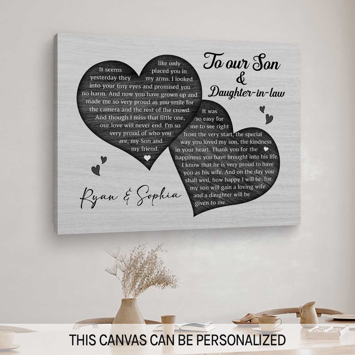 To Our Son & Daughter In Law - Personalized Wedding gift For Son & Daughter In Law from Parents of the Groom - Custom Canvas Print - MyMindfulGifts