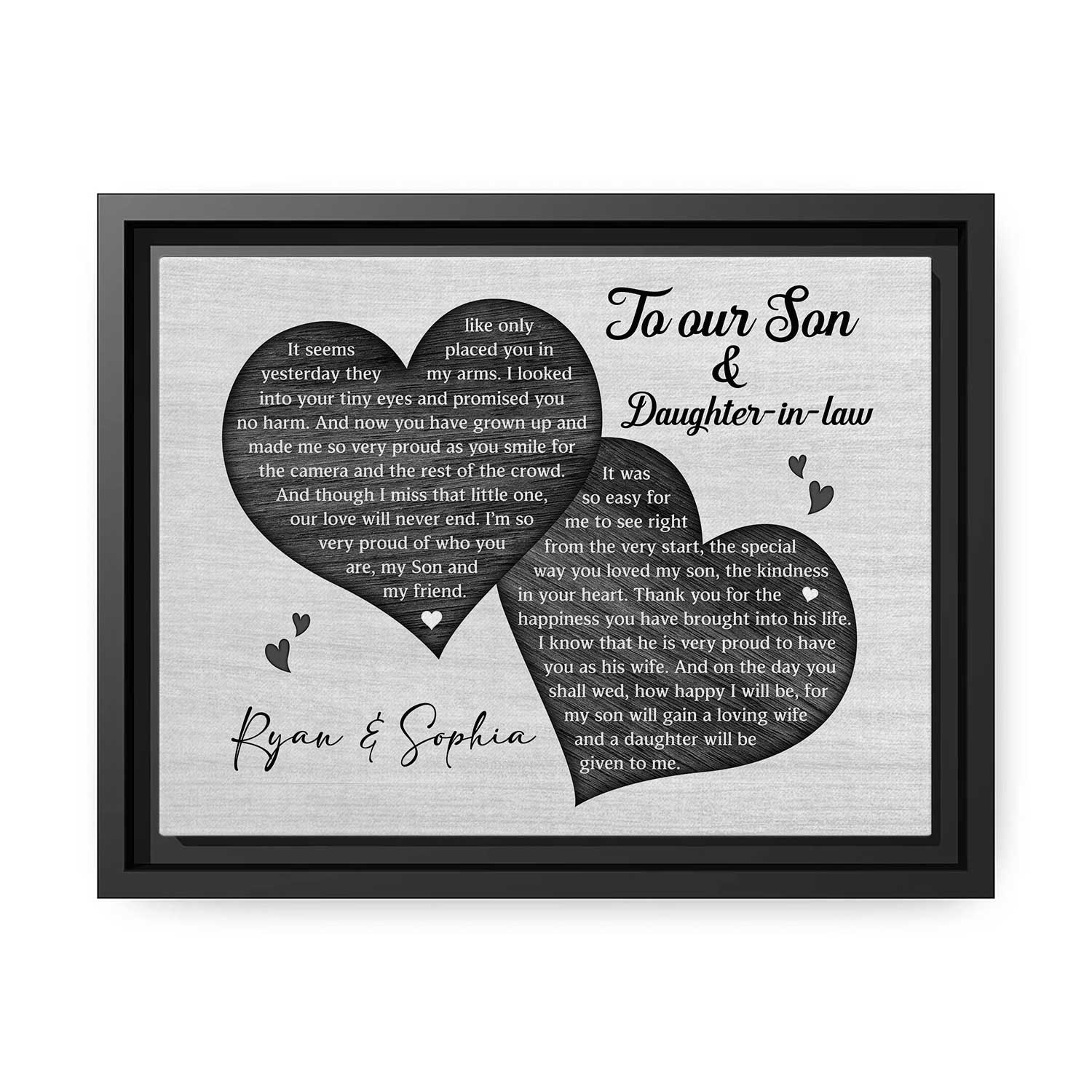 To Our Son & Daughter In Law - Personalized Wedding gift For Son & Daughter In Law from Parents of the Groom - Custom Canvas Print - MyMindfulGifts