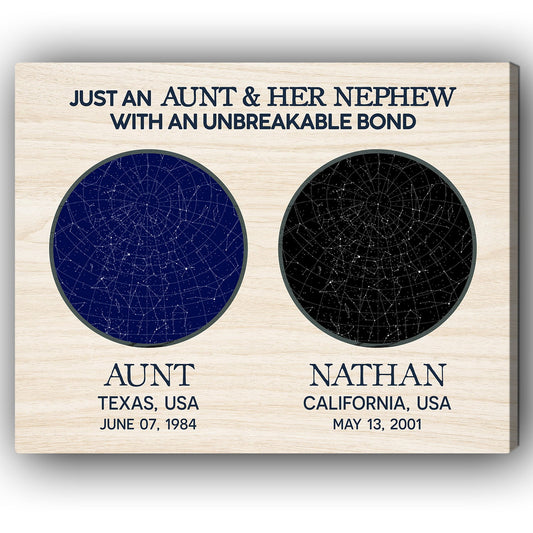 Just An Aunt & Her Nephew - Personalized  gift For Long Distance Aunt or Nephew - Custom Canvas Print - MyMindfulGifts