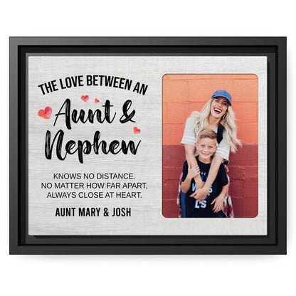 The Love Between An Aunt & Nephew - Personalized  gift For Long Distance Aunt or Nephew - Custom Canvas Print - MyMindfulGifts