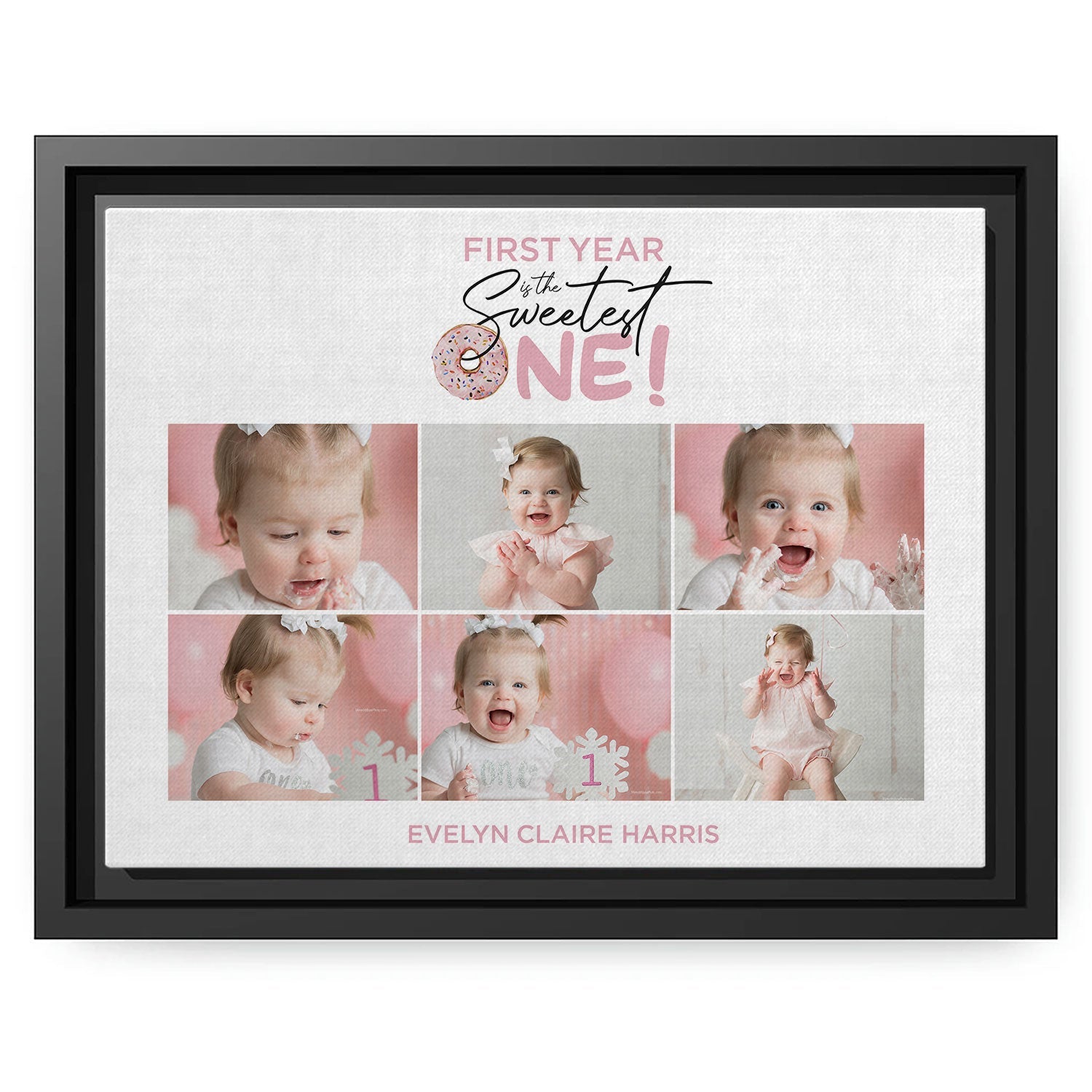 First Year Is The Sweetest One - Personalized 1st Birthday gift For Baby - Custom Canvas Print - MyMindfulGifts