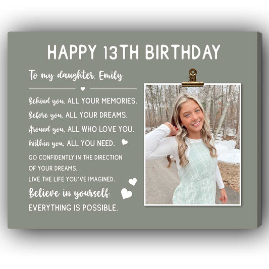 Happy 13th Birthday - Personalized 13th Birthday gift For Daughter - Custom Canvas Print - MyMindfulGifts