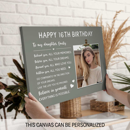 Happy 16th Birthday - Personalized 16th Birthday gift For Daughter - Custom Canvas Print - MyMindfulGifts