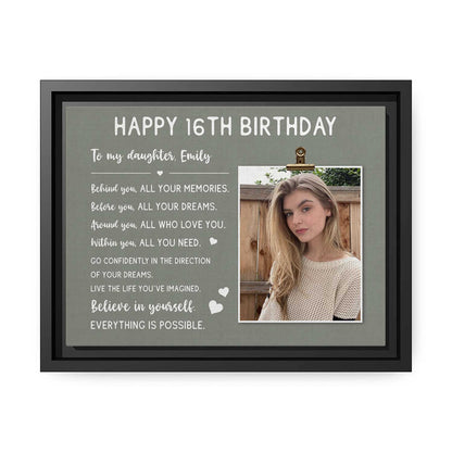 Happy 16th Birthday - Personalized 16th Birthday gift For Daughter - Custom Canvas Print - MyMindfulGifts