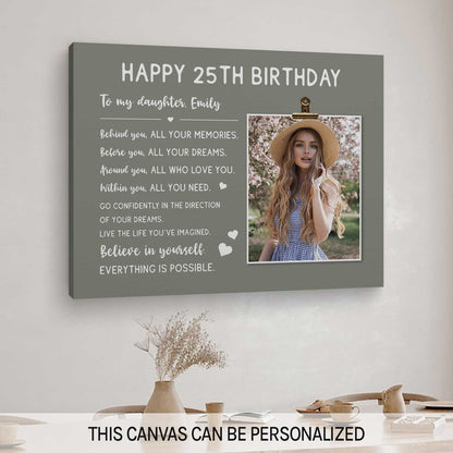 Happy 25th Birthday - Personalized 25th Birthday gift For Daughter - Custom Canvas Print - MyMindfulGifts