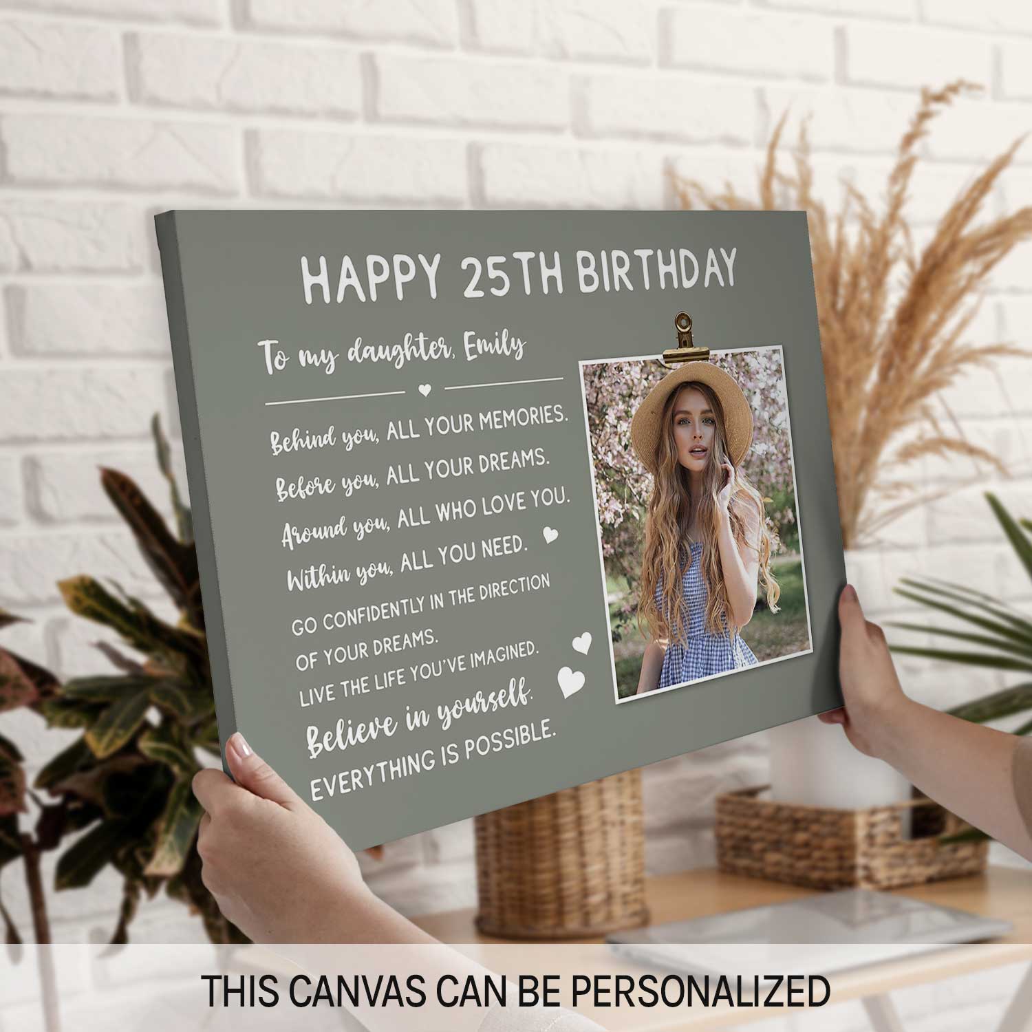 Happy 25th Birthday - Personalized 25th Birthday gift For Daughter - Custom Canvas Print - MyMindfulGifts