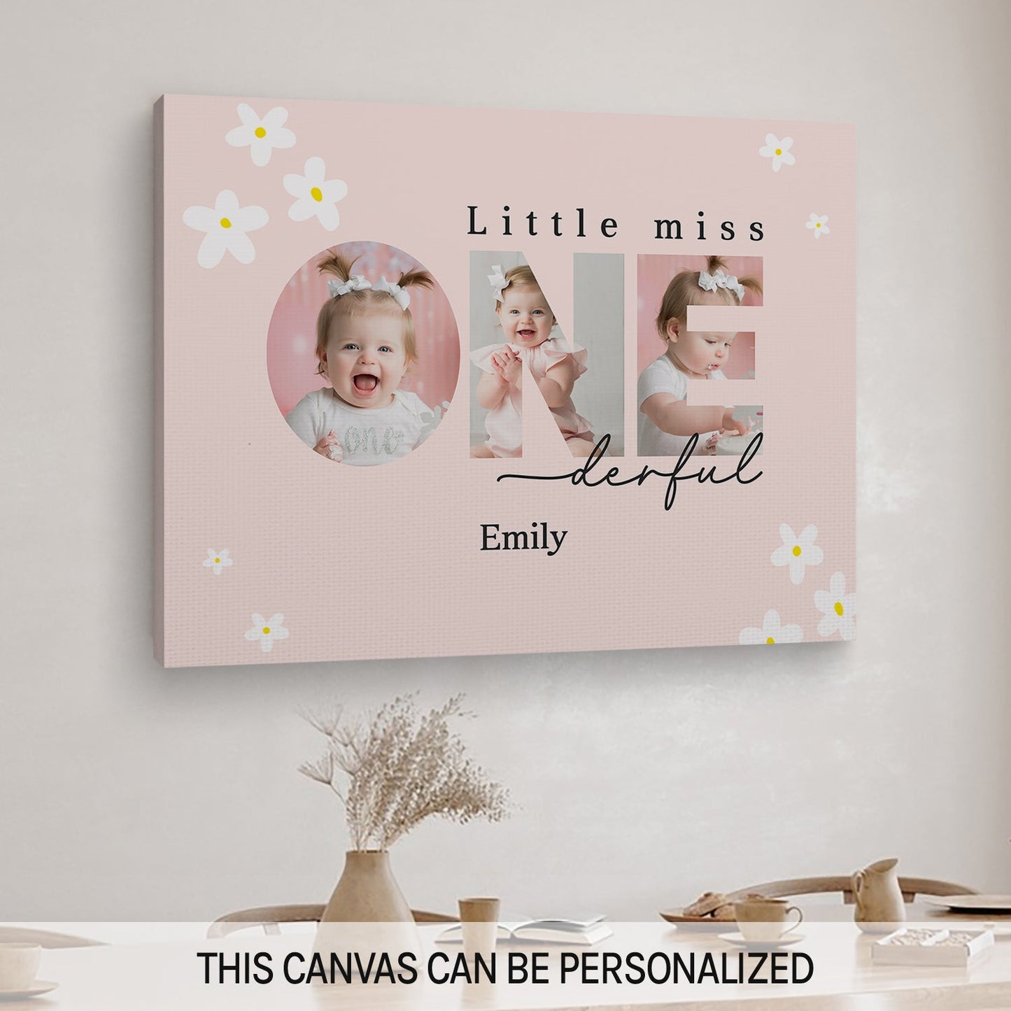 Little Miss Onederdul - Personalized  gift For 1 Year Old Girl - Custom Canvas Print - MyMindfulGifts