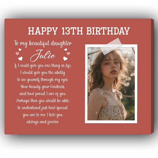 Happy 13th Birthday - Personalized 13th Birthday gift For Daughter - Custom Canvas Print - MyMindfulGifts