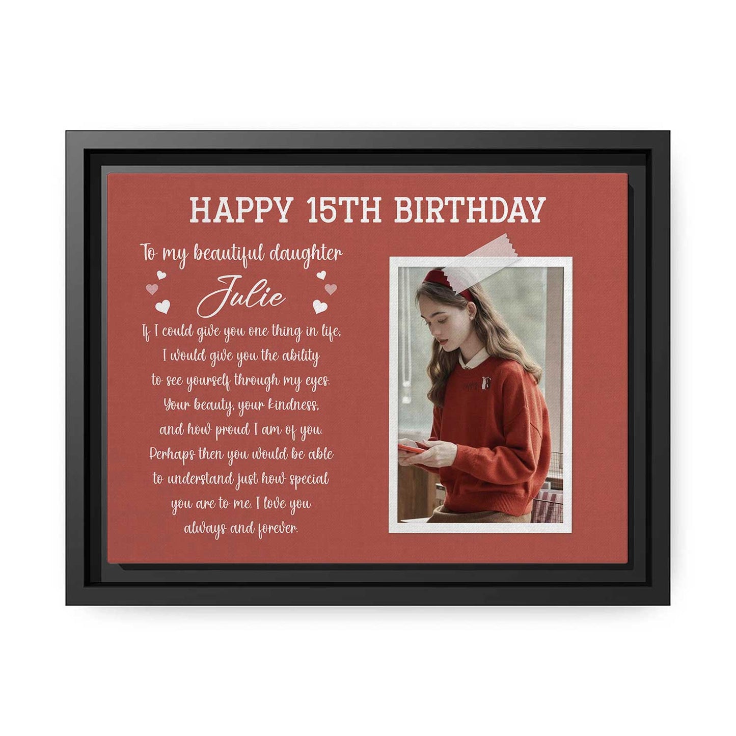 Happy 15th Birthday - Personalized 15th Birthday gift For Daughter - Custom Canvas Print - MyMindfulGifts