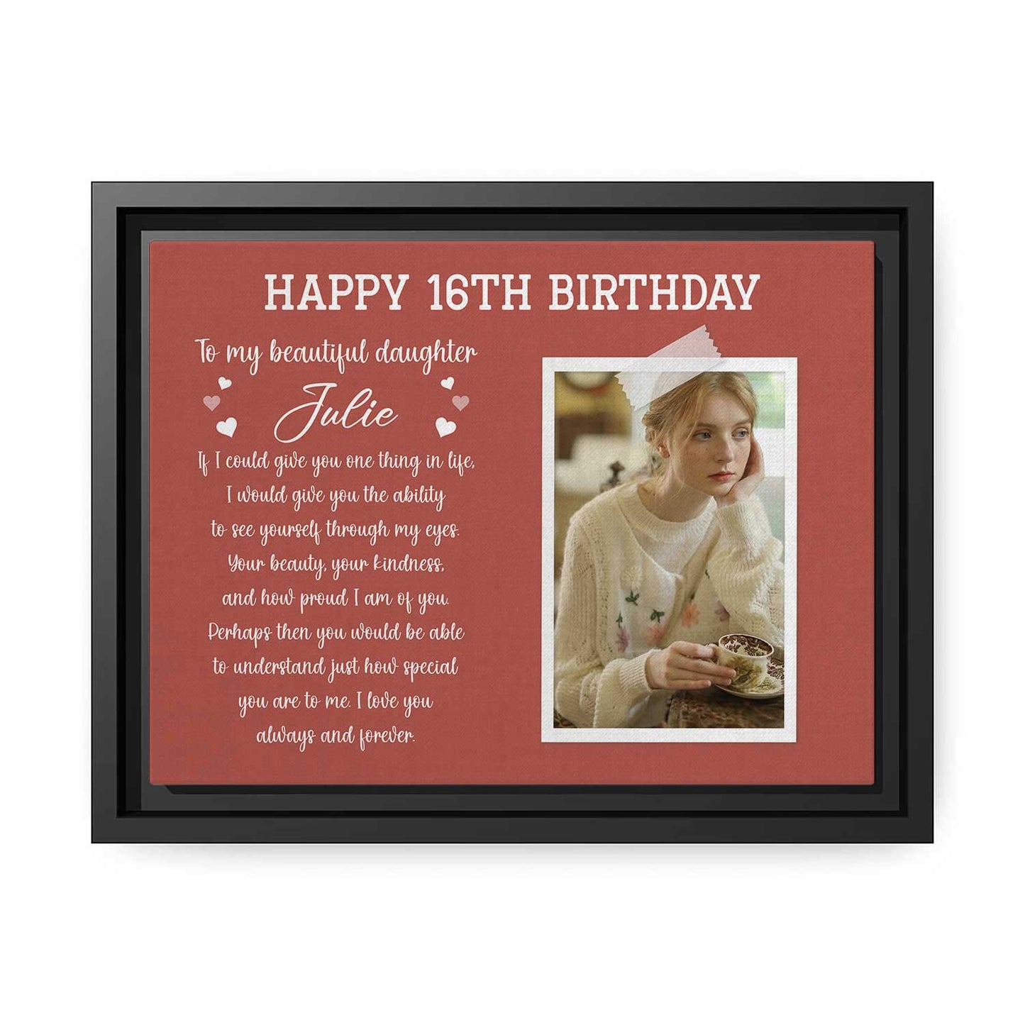 Happy 16th Birthday - Personalized 16th Birthday gift For Daughter - Custom Canvas Print - MyMindfulGifts