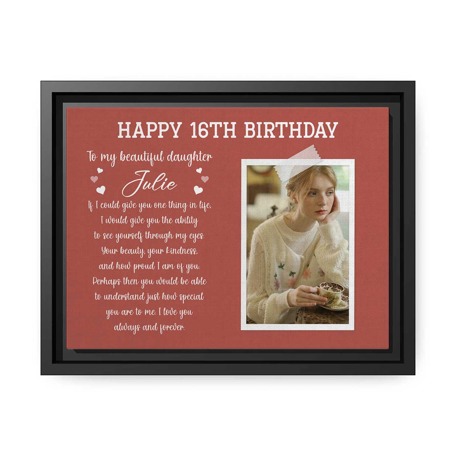 Happy 16th Birthday - Personalized 16th Birthday gift For Daughter - Custom Canvas Print - MyMindfulGifts