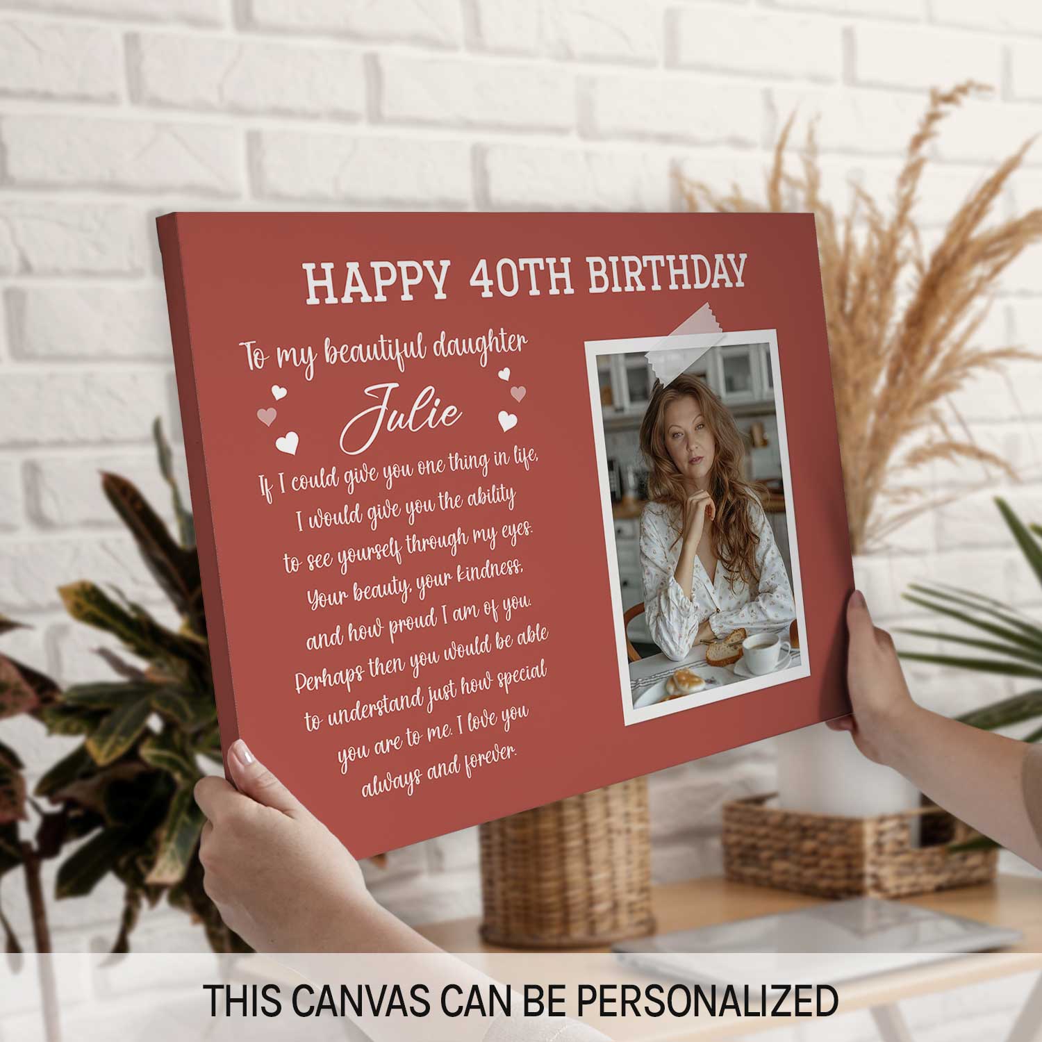 Happy 40th Birthday - Personalized 40th Birthday gift For Daughter - Custom Canvas Print - MyMindfulGifts
