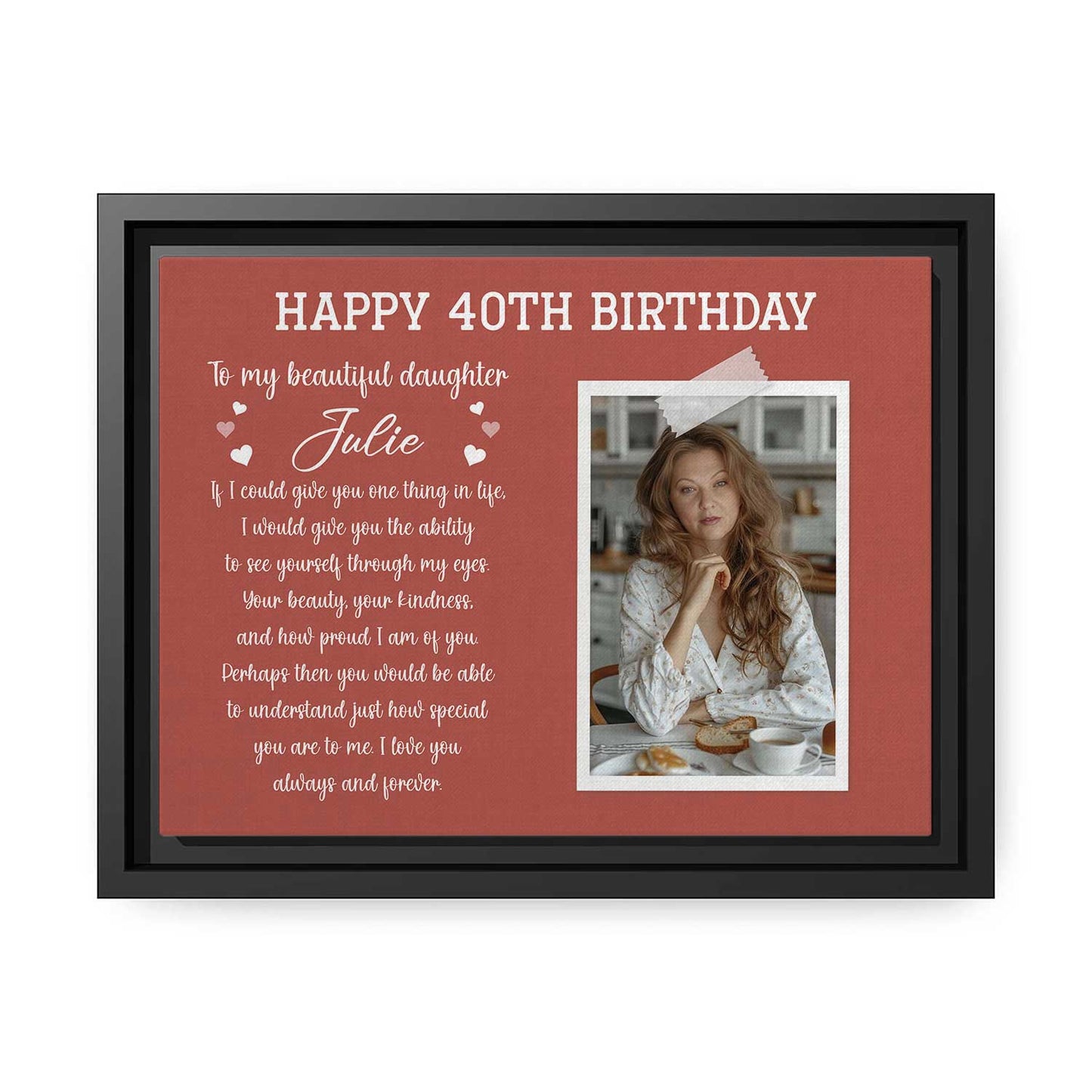 Happy 40th Birthday - Personalized 40th Birthday gift For Daughter - Custom Canvas Print - MyMindfulGifts