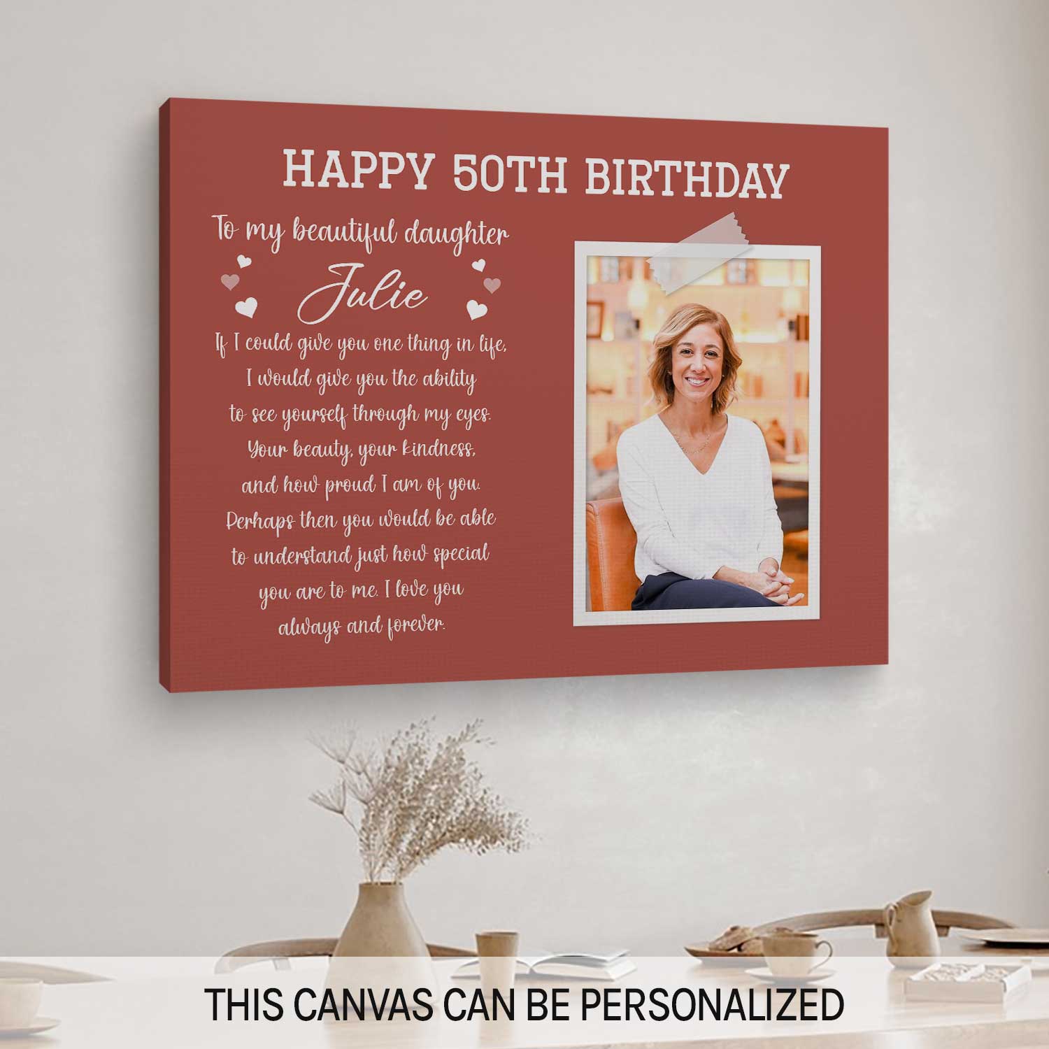 Happy 50th Birthday - Personalized 50th Birthday gift For Daughter - Custom Canvas Print - MyMindfulGifts