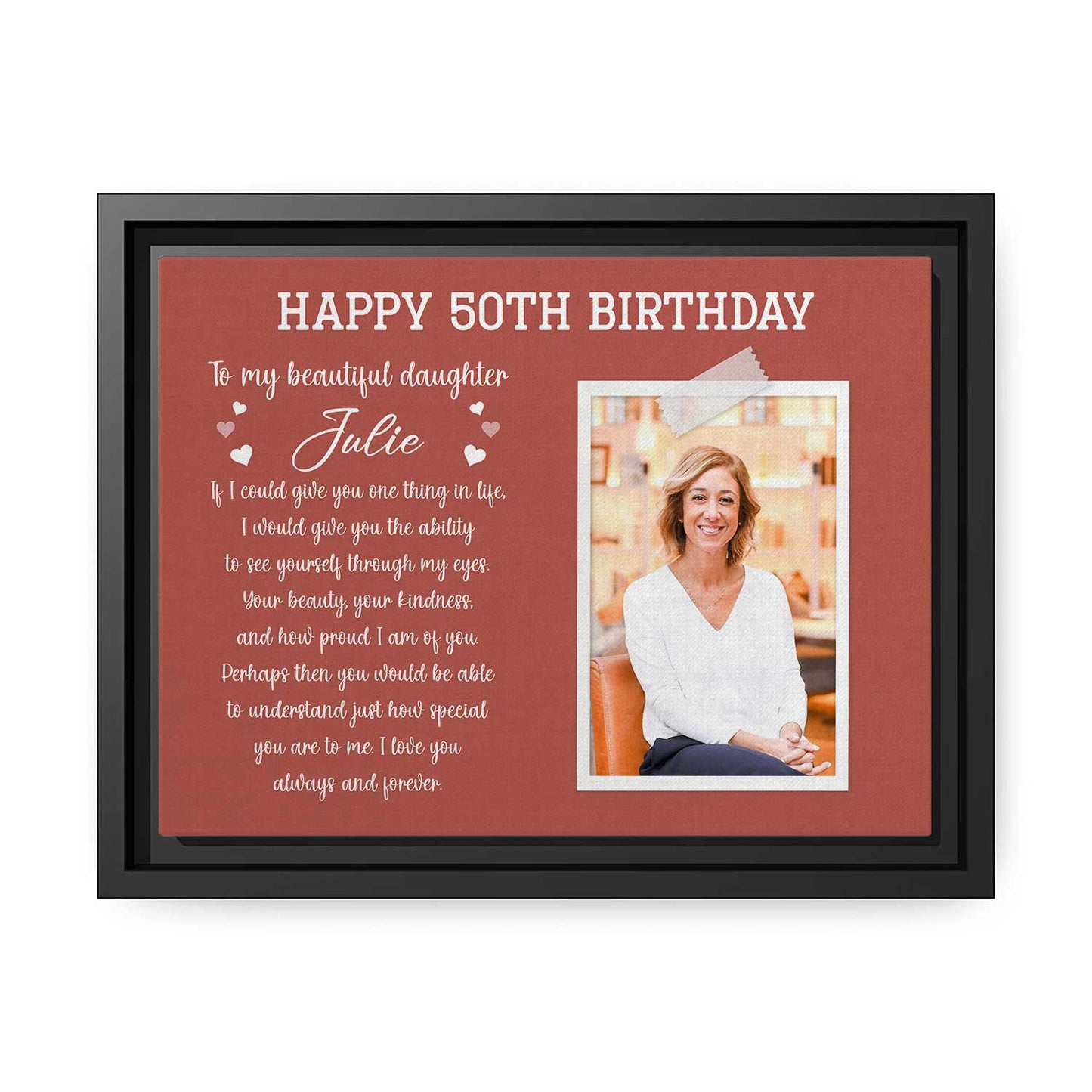 Happy 50th Birthday - Personalized 50th Birthday gift For Daughter - Custom Canvas Print - MyMindfulGifts