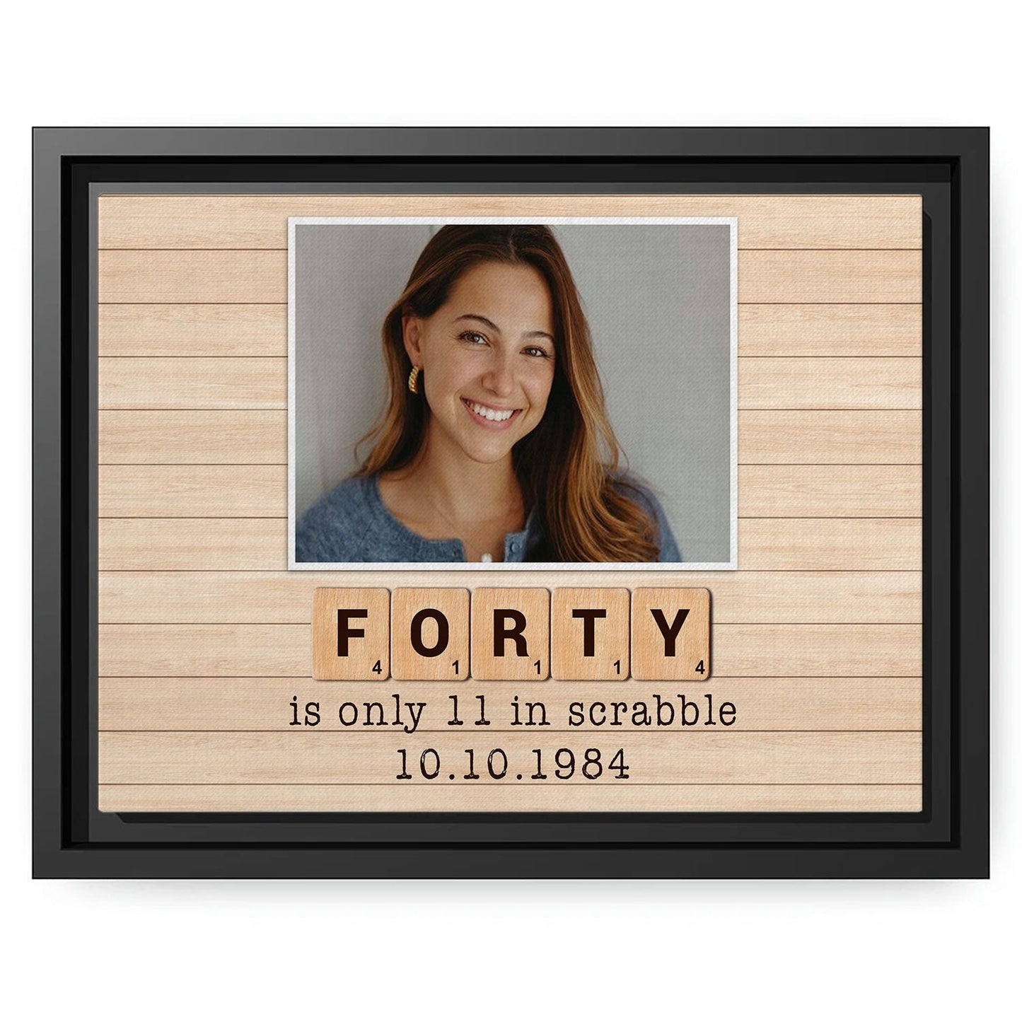 Forty Is Only 11 In Scrabble - Personalized 40th Birthday gift For 40 Year Old - Custom Canvas Print - MyMindfulGifts