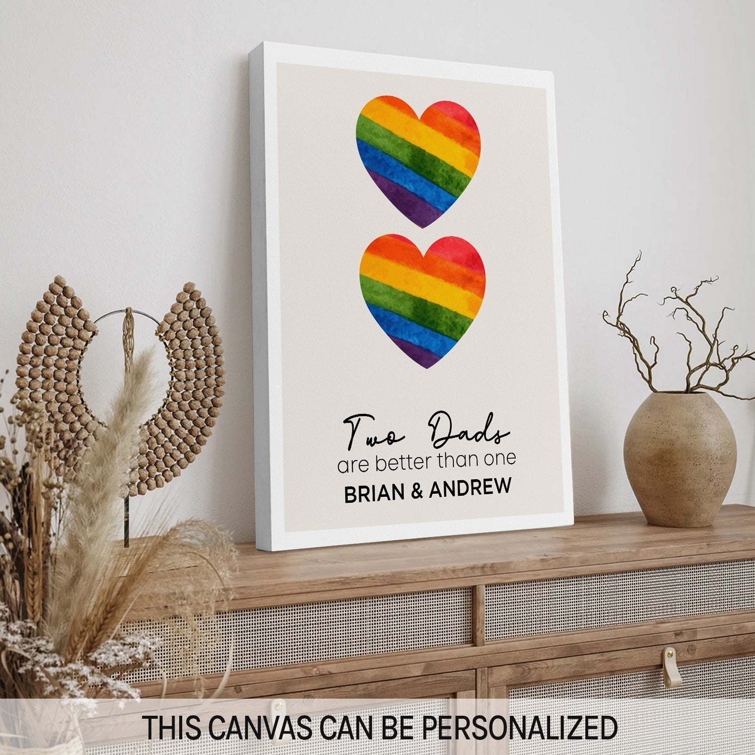 Two Dads Are Better Than One - Personalized  gift For Gay Dads - Custom Canvas Print - MyMindfulGifts