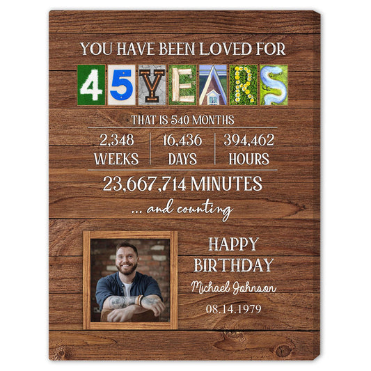 You Have Been Loved For 45 Years - Personalized 45th Birthday gift For 45 Year Old - Custom Canvas Print - MyMindfulGifts