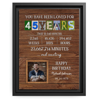 You Have Been Loved For 45 Years - Personalized 45th Birthday gift For 45 Year Old - Custom Canvas Print - MyMindfulGifts