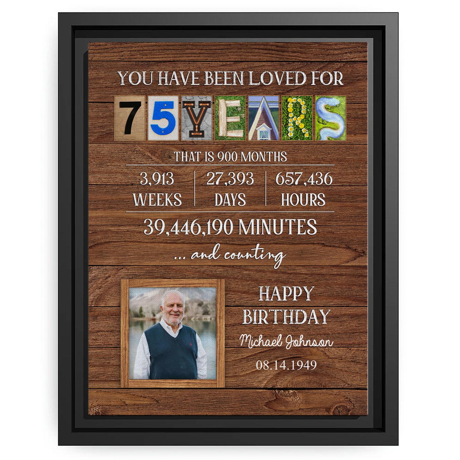 You Have Been Loved For 75 Years - Personalized 75th Birthday gift For 75 Year Old - Custom Canvas Print - MyMindfulGifts