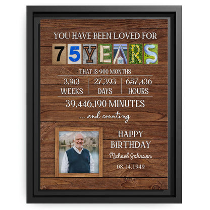 You Have Been Loved For 75 Years - Personalized 75th Birthday gift For 75 Year Old - Custom Canvas Print - MyMindfulGifts