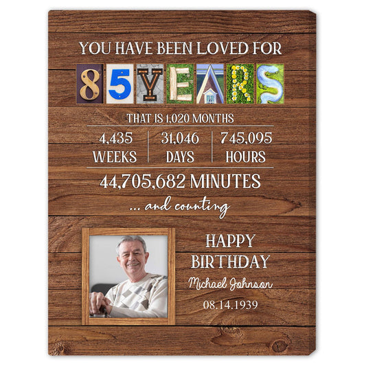 You Have Been Loved For 85 Years - Personalized 85th Birthday gift For 85 Year Old - Custom Canvas Print - MyMindfulGifts
